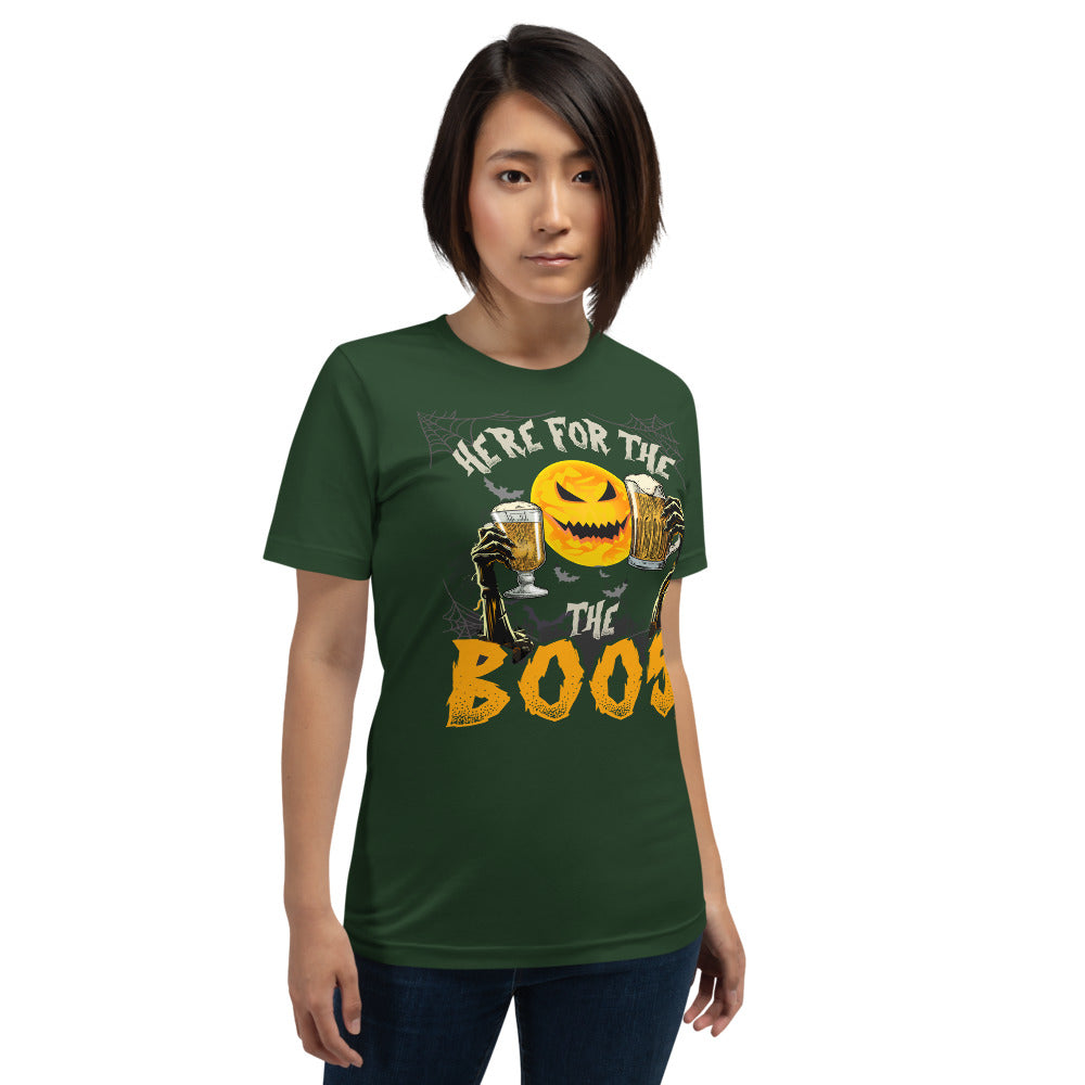 Here For The Boo's Halloween Drinking Short-Sleeve Unisex T-Shirt